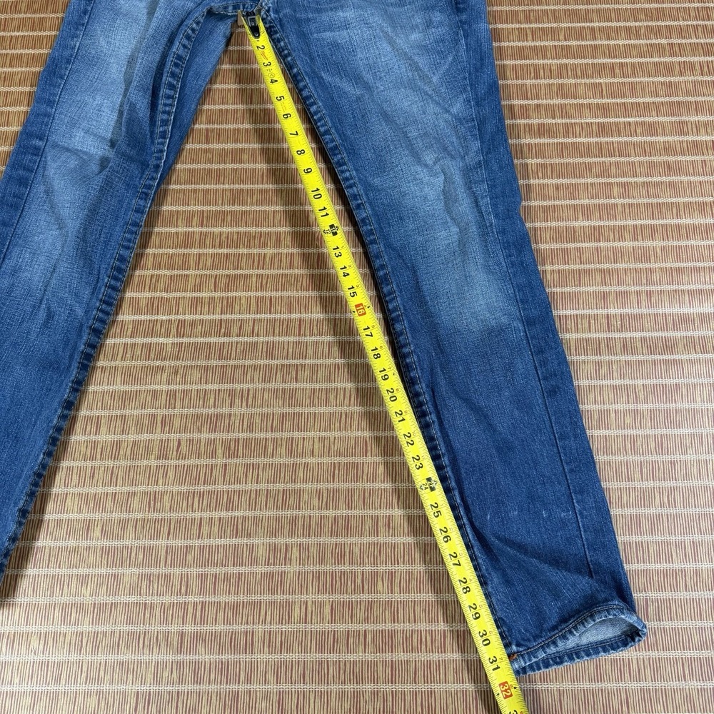True Religion Mens Jeans 33x31 Y2K Distressed Embroidered Red Orange Full Pocket - Picture 4 of 9